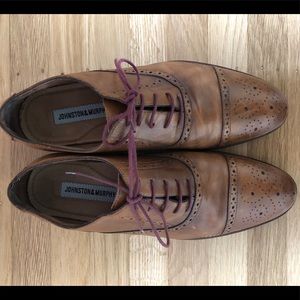 Johnson and Murphy cap toe leather loafers